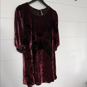 Free People Velvet Tunic in Deep Burgundy